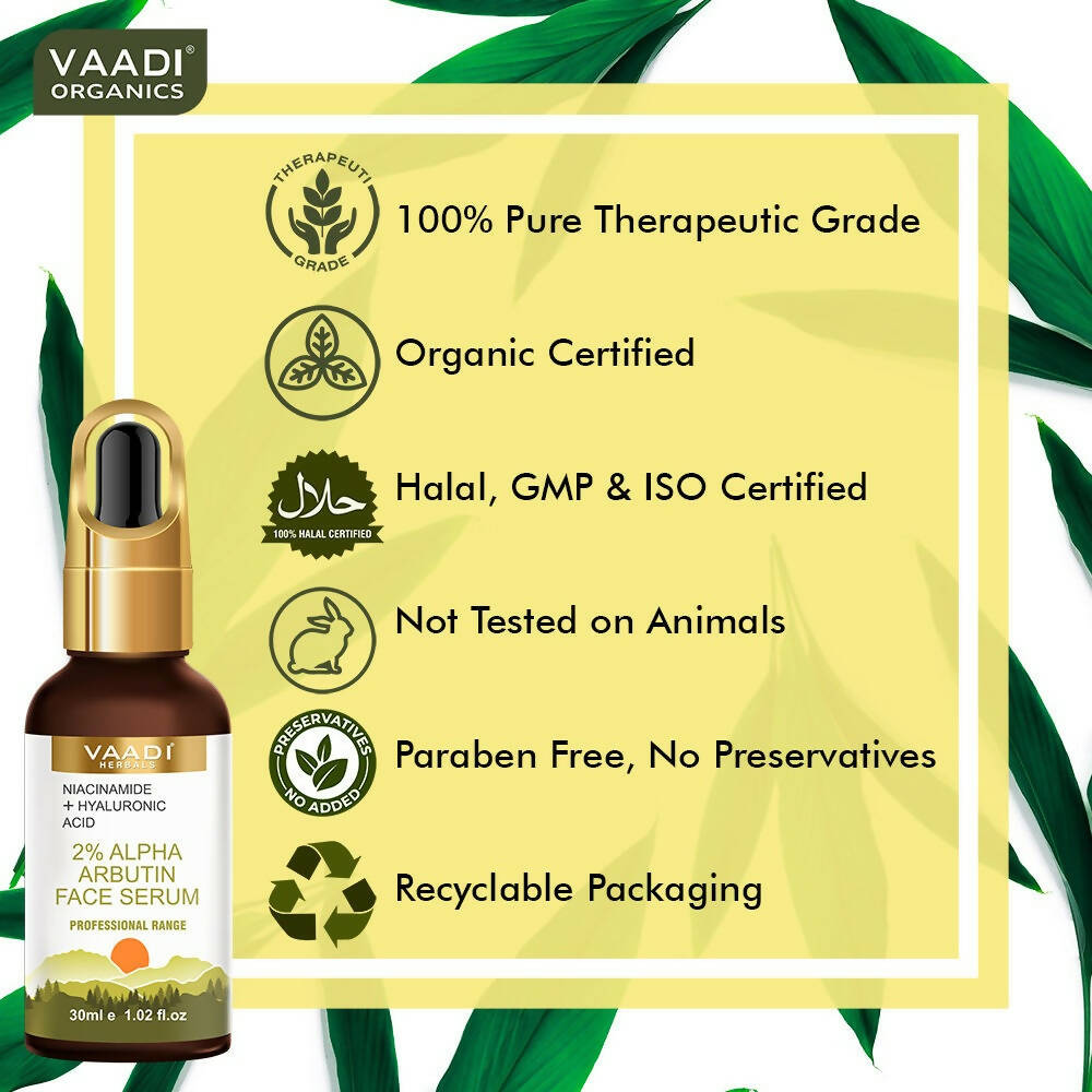 Vaadi Herbals 2% Alpha Arbutin Face Serum With Niacinamide & Hyaluronic Acid