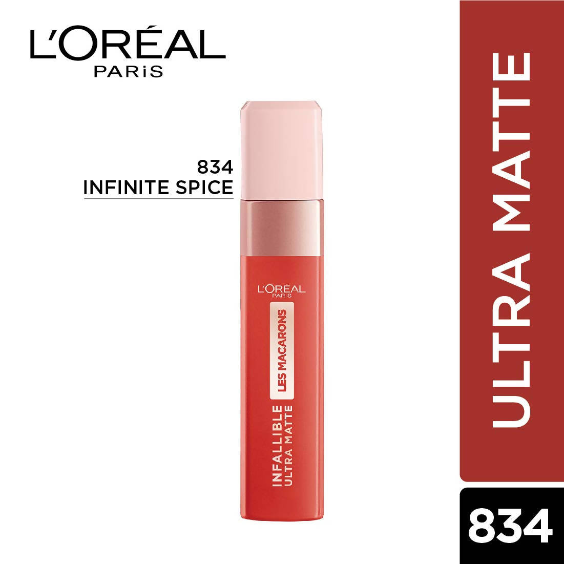 L'Or??al Paris Infallible Ultra Matte Liquid Lipstick Les Macarons - 834 Infinite Spice - BUDNE