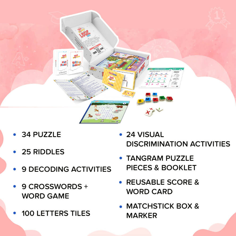 ClassMonitor Brain Development Puzzle Solving Home Learning Educational Kit with Free App with 25 Riddles for kids of Age group 6 - 8 Years