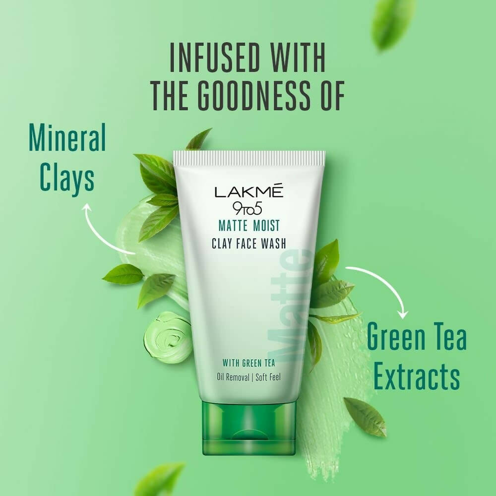 Lakme 9to5 Matte Moist Clay Facewash With Green Tea