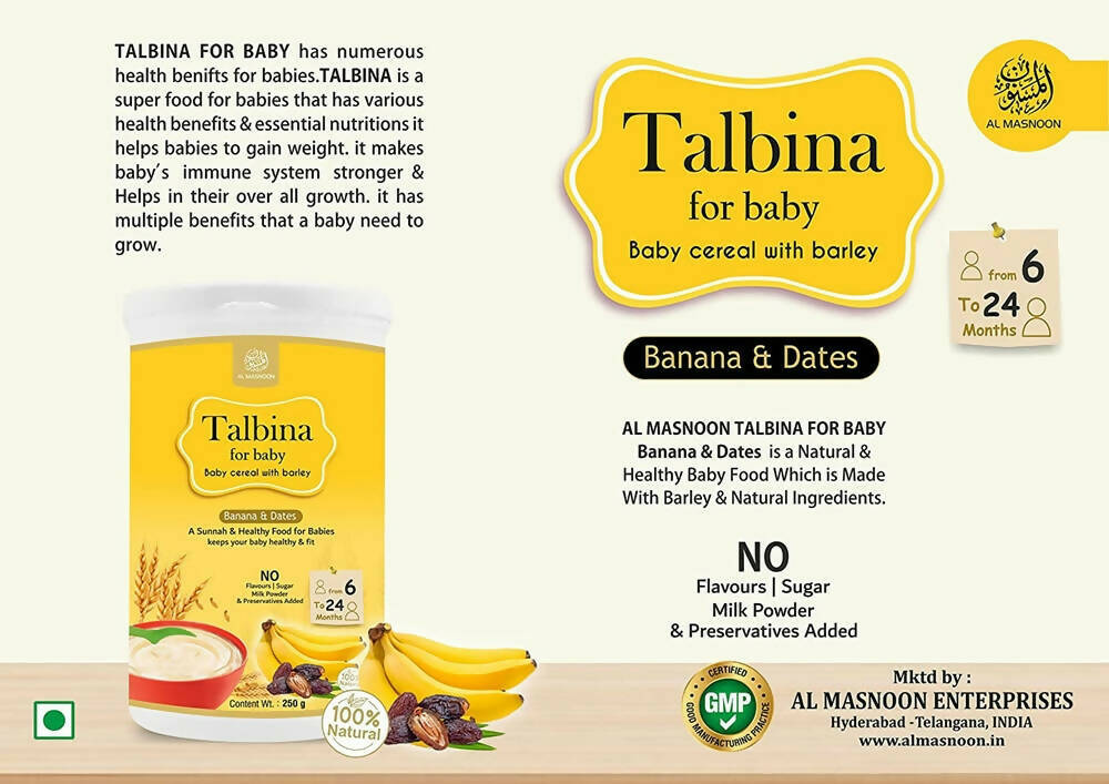 Al Masnoon Talbina For Baby with Banana & Dates 6 to 24 Months