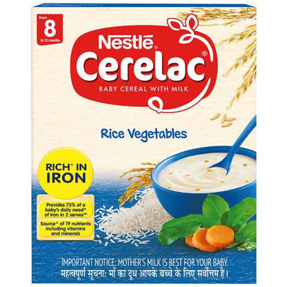 Nestle Cerelac Baby Cereal with Milk - Rice Vegetables, From 8 to 12 Months