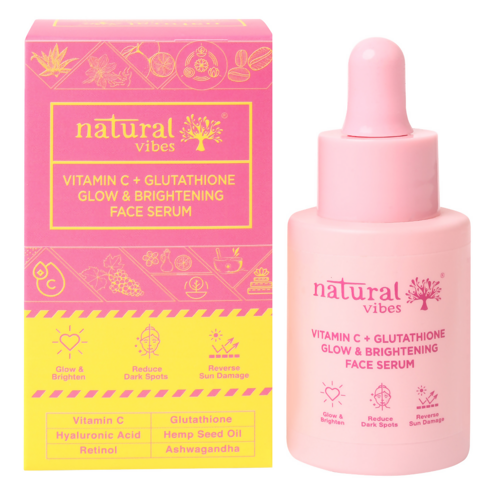 Natural Vibes Vitamin C + Glutathione Glow & Brightening Face Serum - usa canada australia