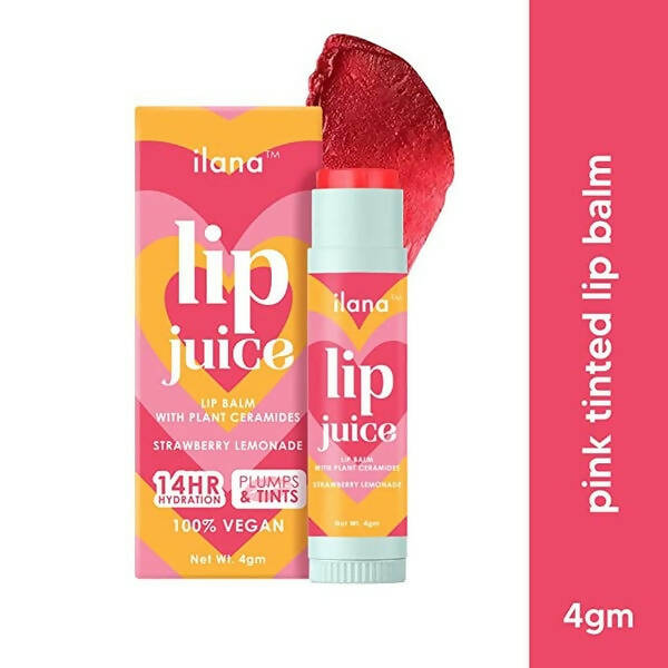 Ilana Lip Juice Tinted Lip Balm With Plant Ceramides - 14 Hr Hydration (Strawberry Lemonade)