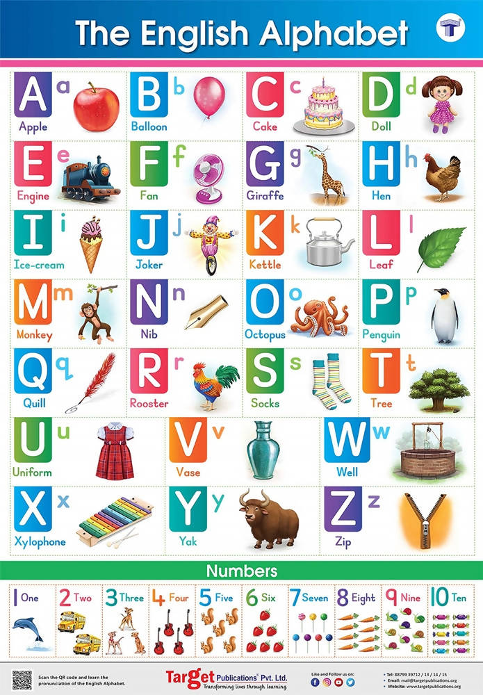 Jumbo English Alphabet and Numbers Chart for Kids