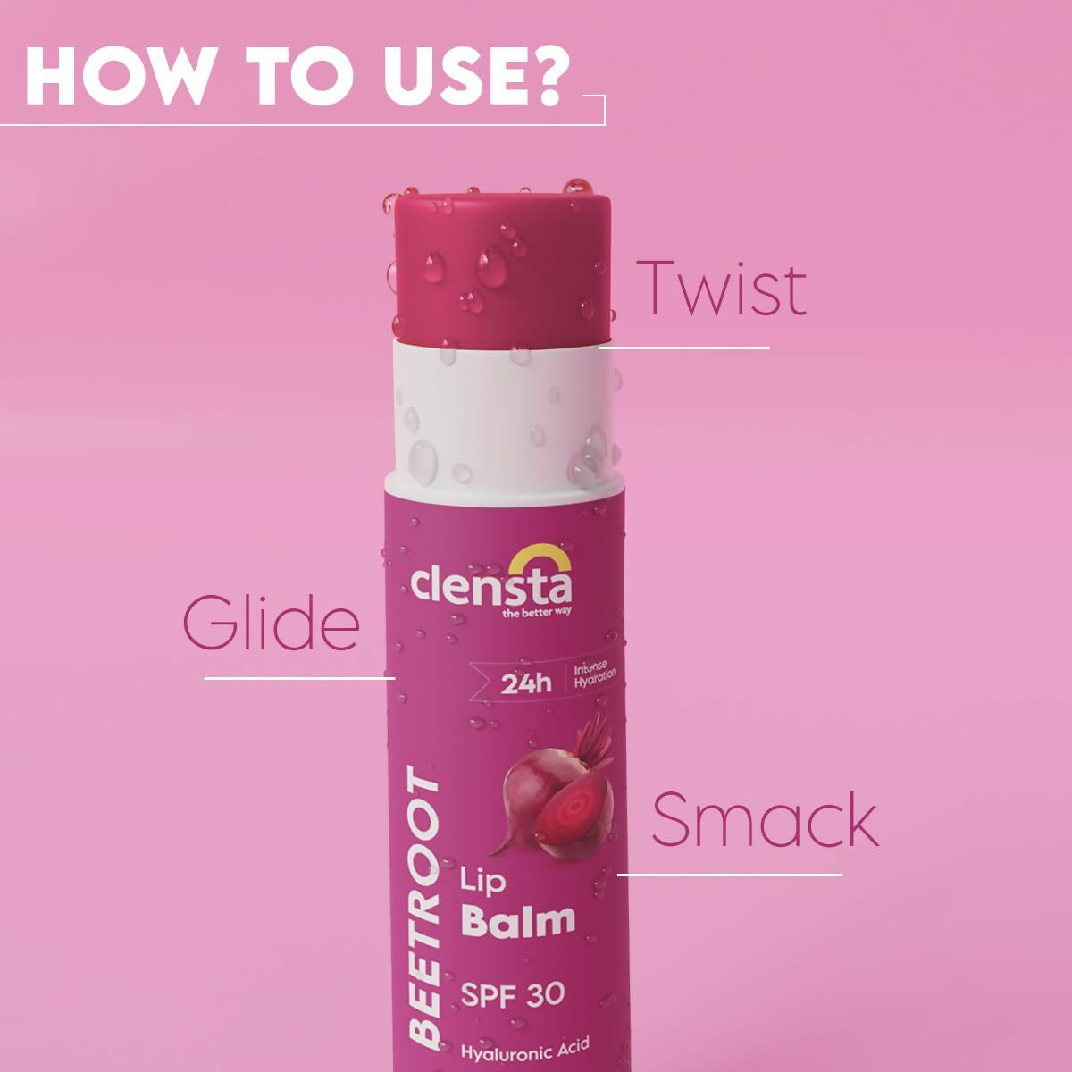 Clensta Beetroot Lip Balm With Hyaluronic Acid Spf 30 With Beetroot