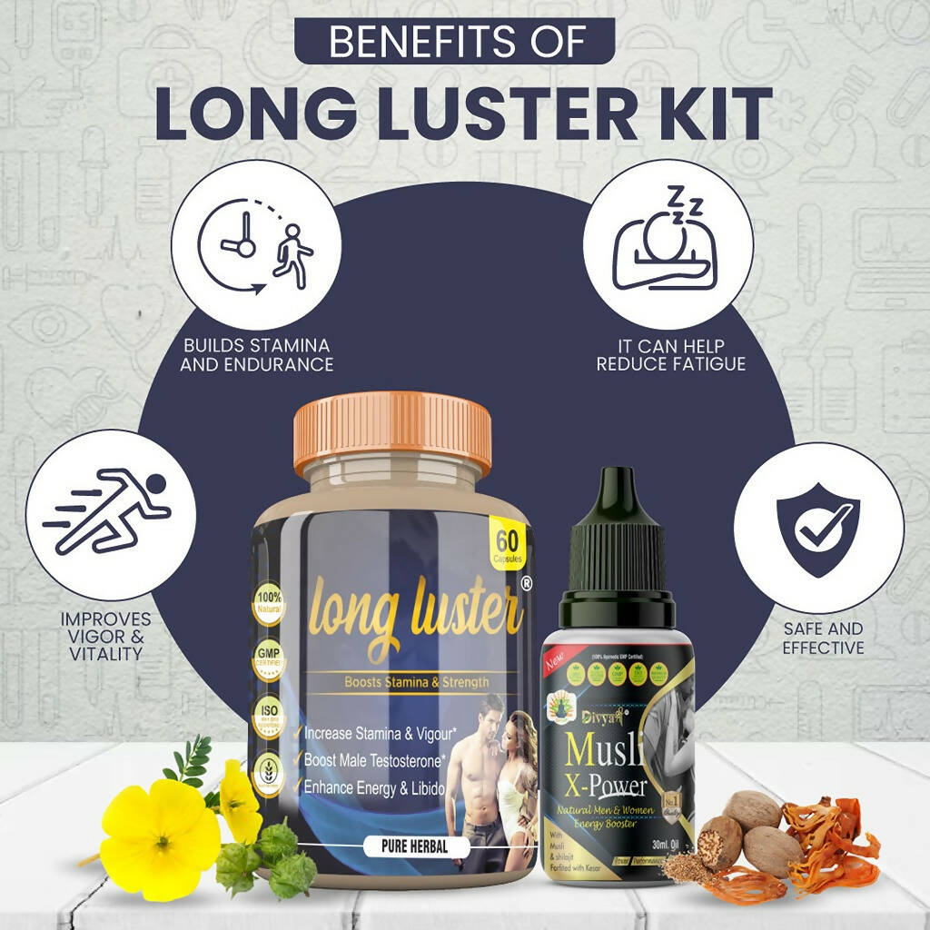 Divya Shree Long Luster Capsule & Musli X-Power Oil Combo