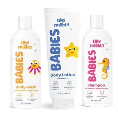 Tiny Mighty Baby Body Wash, Lotion & Shampoo Combo For Sensitive Skin of Kids -  USA, Australia, Canada 