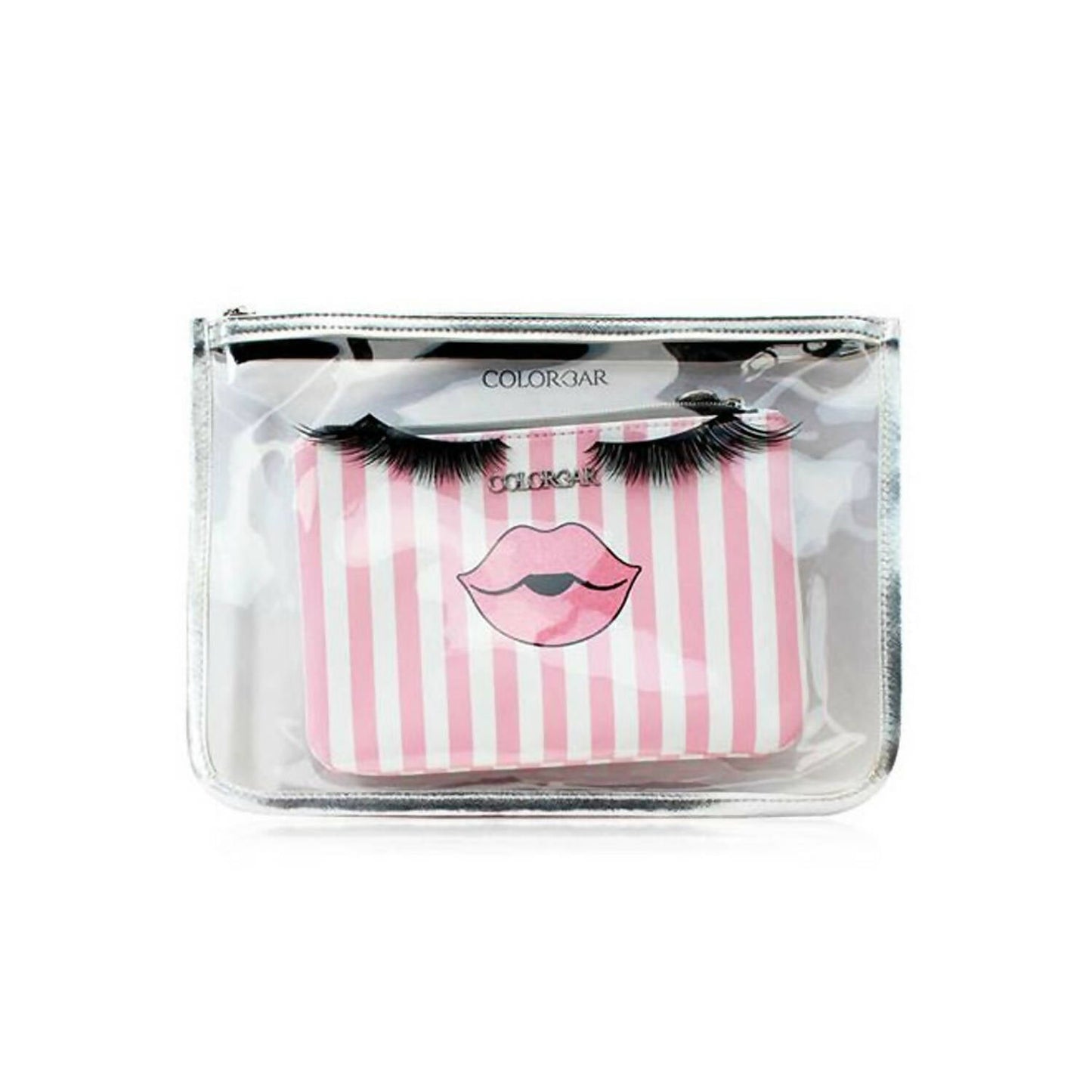 Colorbar Pouch Lips & Lashes Flat Pouches (Set Of Two) - White+Blush Pink