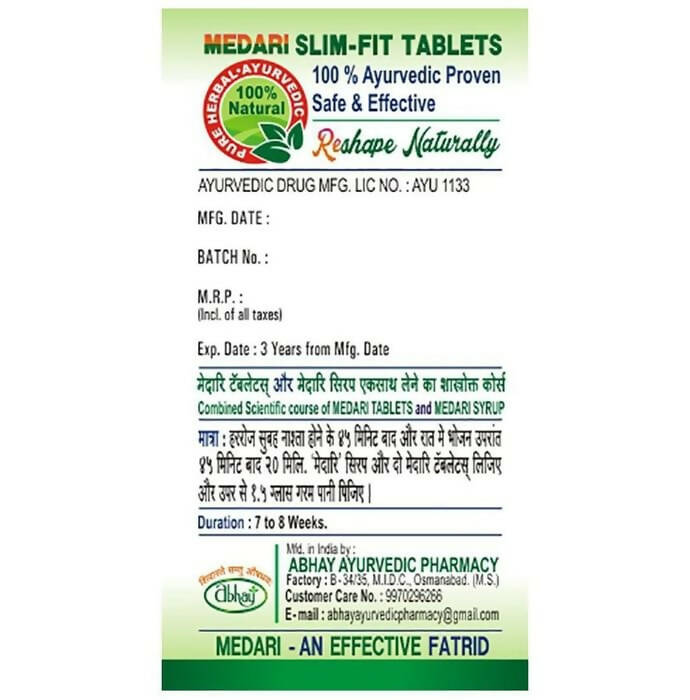 Abhay Ayurveda Medari Slim-Fit Tablets
