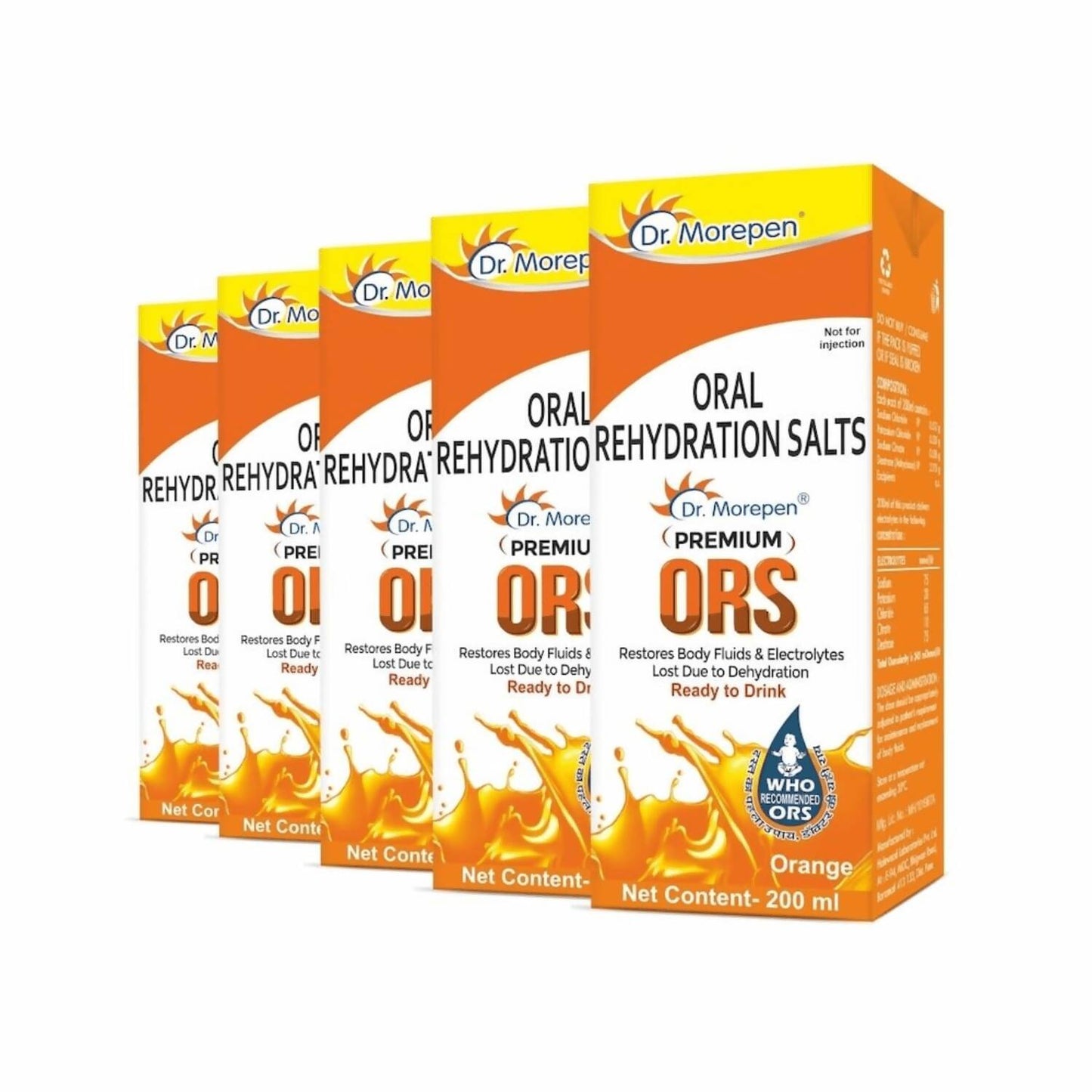 Dr. Morepen Premium ORS Drink With Electrolytes for Instant Hydration Orange Flavour -  USA 