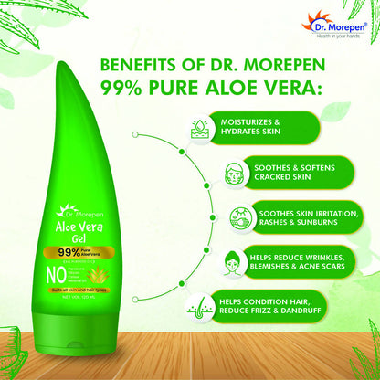 Dr. Morepen 99% Pure Aloe Vera Gel for Glowing Skin & Healthy Hair