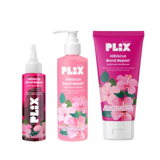PLIX the Plant Fix Hibiscus Bond Repair Advanced Hair Oil, Shampoo & Conditioner - 480ML