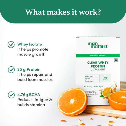 Man Matters Clear Whey Protein Powder - Orange Flavor