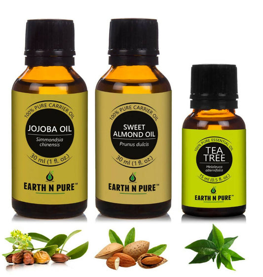 Earth N Pure Essential Oils (Jojoba, Sweet Almond & Tea Tree) Combo