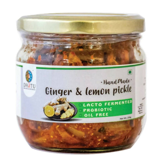 Dhatu Organics & Naturals Oil Free Ginger Lemon Pickle - 250GM