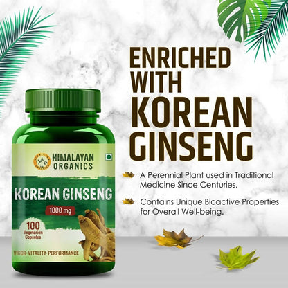 Himalayan Organics Korean Ginseng 1000 mg Vegetarian Capsules