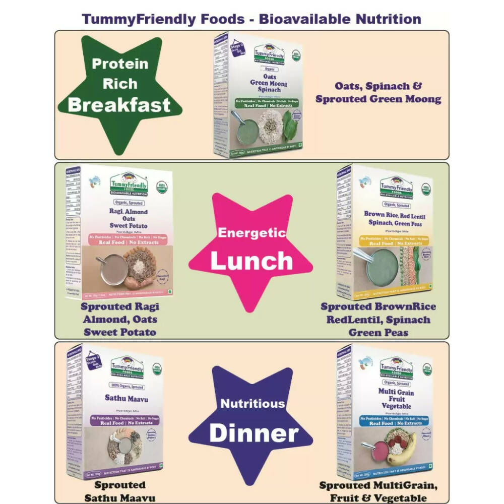 TummyFriendly Foods Organic Certified Stage3 Sprouted Porridge Mixes - 5 Packs