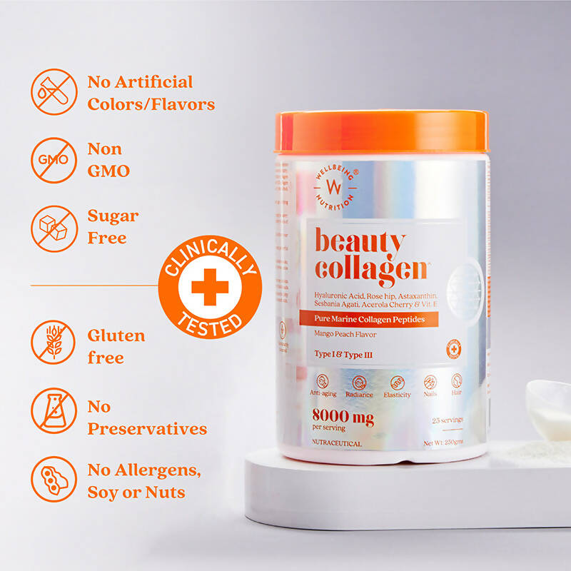 Wellbeing Nutrition Beauty Korean Marine Collagen Peptides-Mango Peach Flavor