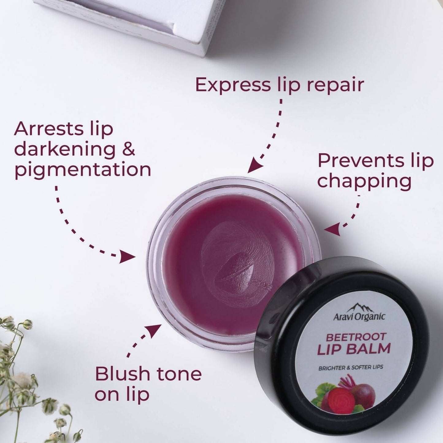 Aravi Organic Beetroot Lip Balm