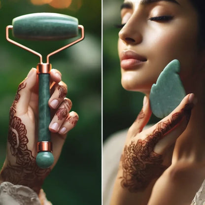 Wild Oak Jade Roller & Gua Sha Massager Combo Tool