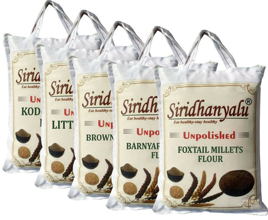 Siridhanyalu Unpolished & Organic Millet Flour Combo -  USA, Australia, Canada 