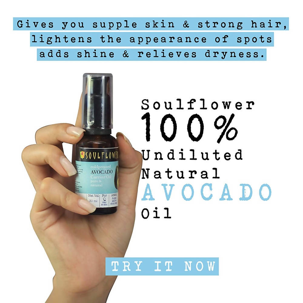 Soulflower Cold Pressed Avocado Carrier Oil Pure & Natural