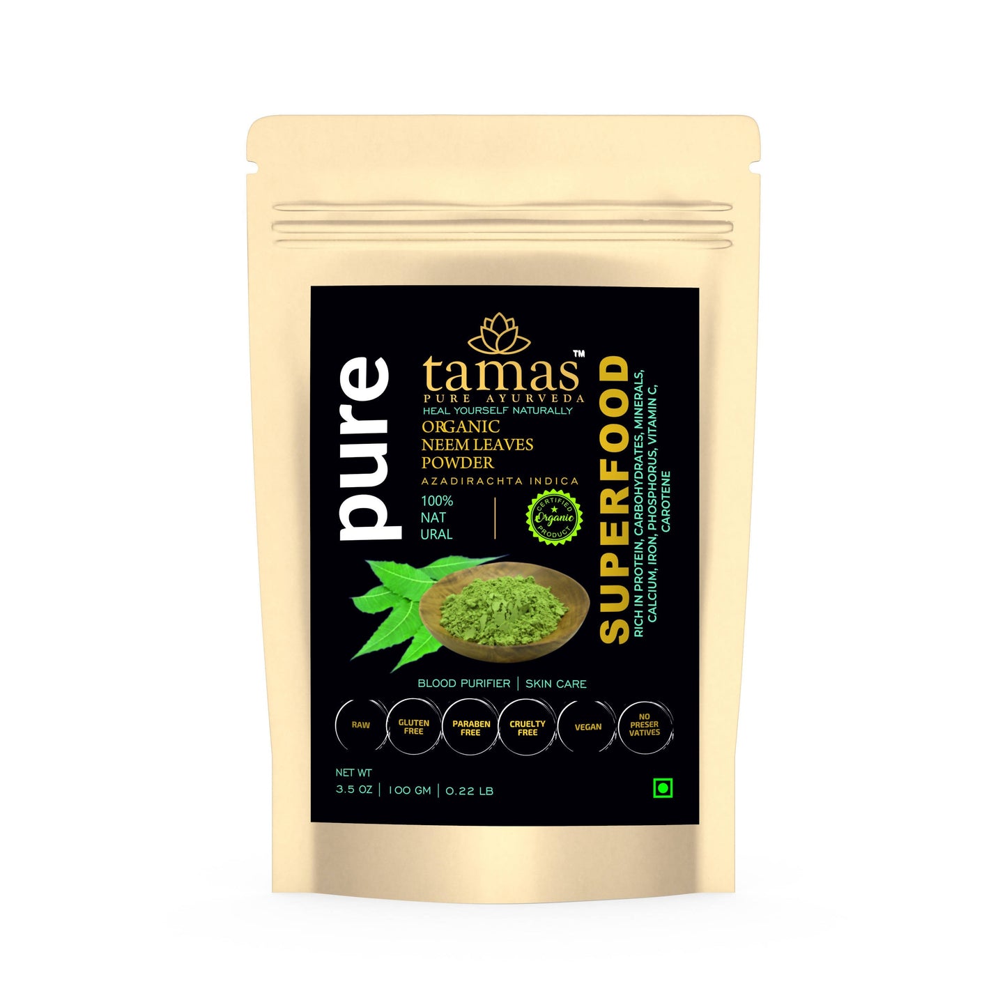 Tamas Pure Ayurveda Superfood Organic Neem Leaves Powder