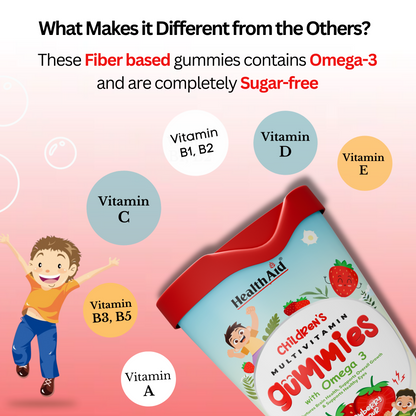 HealthAid Children's Multivitamin Gummies with Omega 3 Gummies - Strawberry Flavour