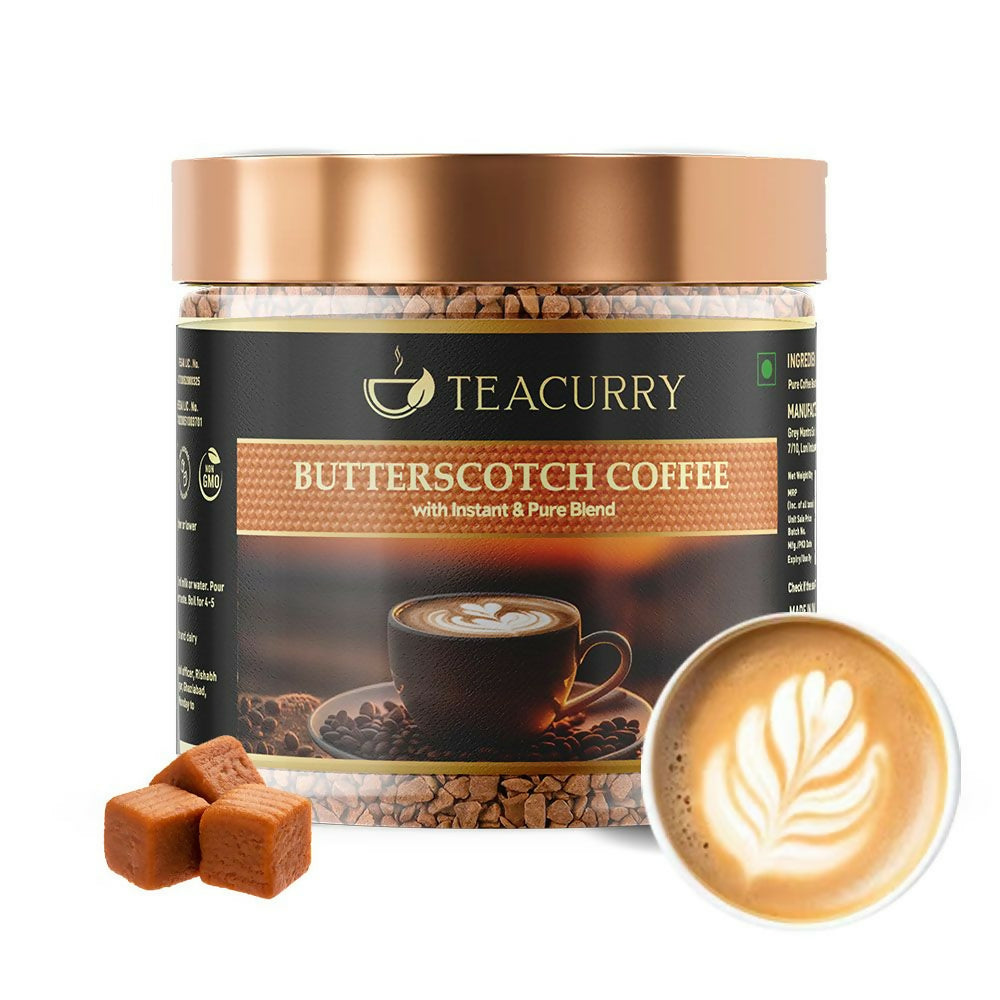 Teacurry Butterscotch Coffee - Arabica Freeze Dried Coffee for Instant Hot & Cold Coffee - 50GM