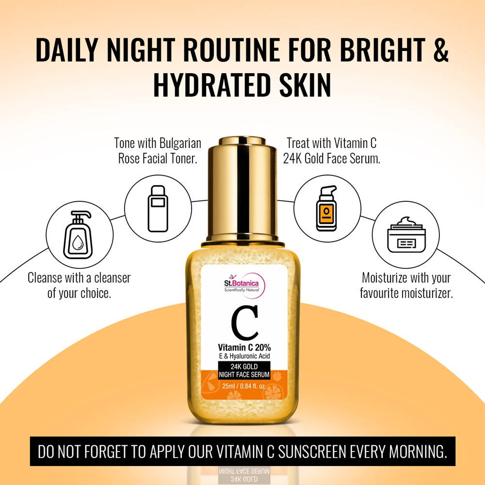 St.Botanica Vitamin C 20%, E & Hyaluronic Acid 24k Gold Night Face Serum