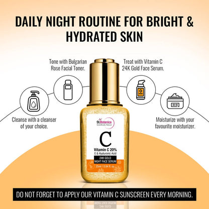 St.Botanica Vitamin C 20%, E & Hyaluronic Acid 24k Gold Night Face Serum