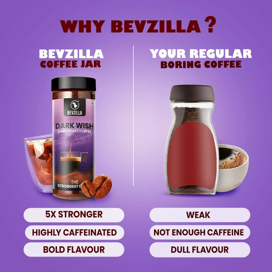 Bevzilla Classic Black Roast Strong Coffee Powder - Dark Wish