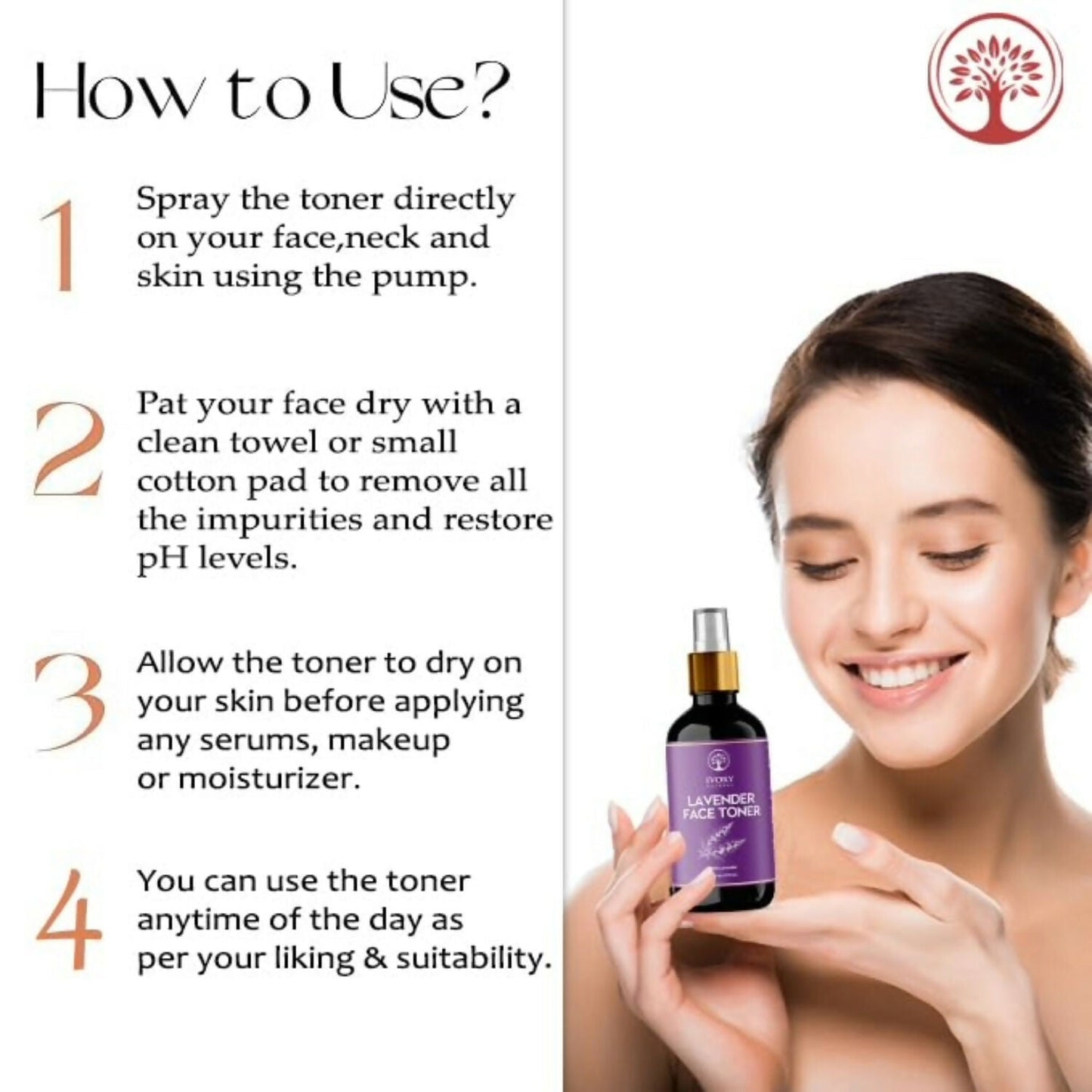 Ivory Natural Lavender Facial Toner For Acne, Even Skin Tone