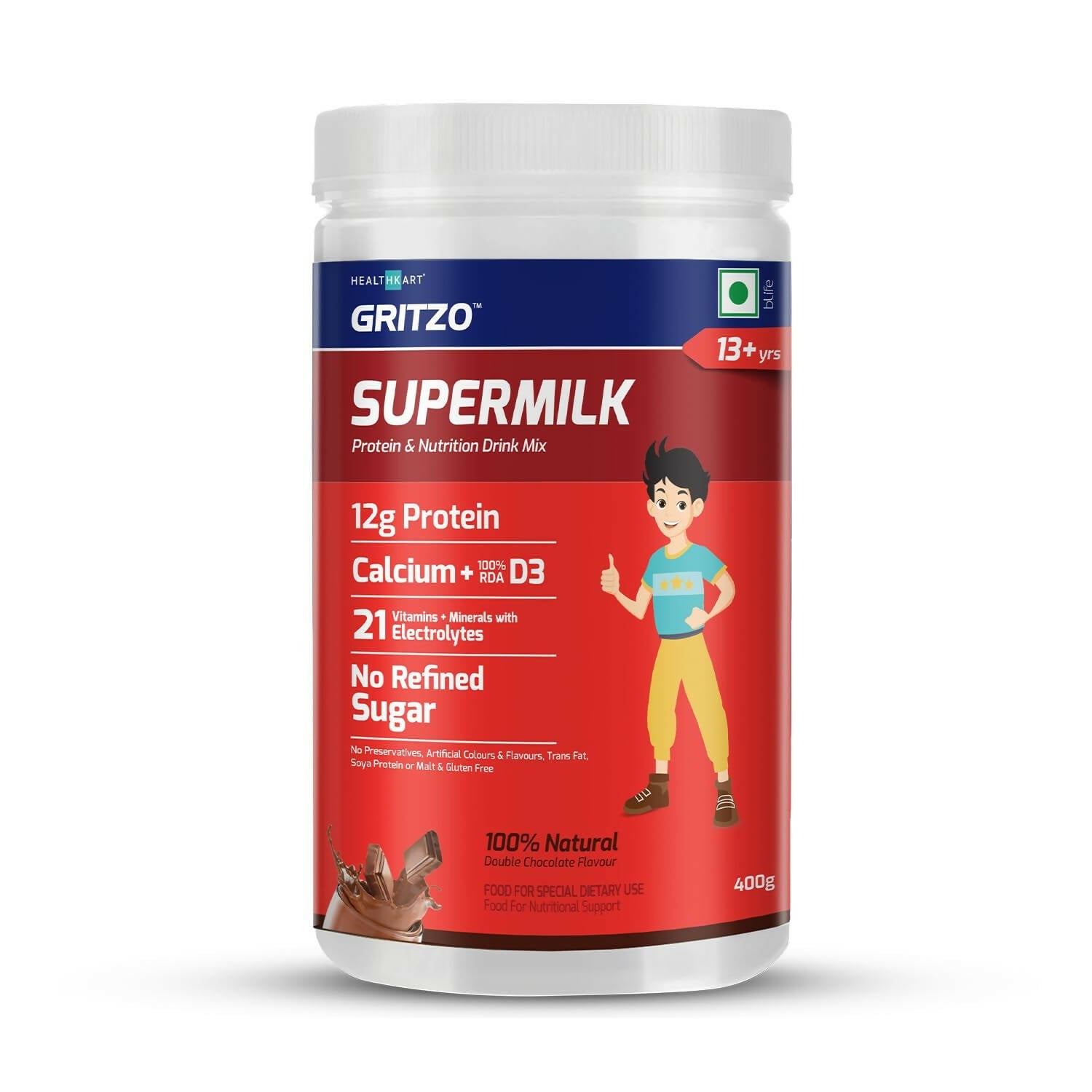 Gritzo Supermilk Powder 13+Y (Teen Athletes), Health Drink For Kids - BUDNE