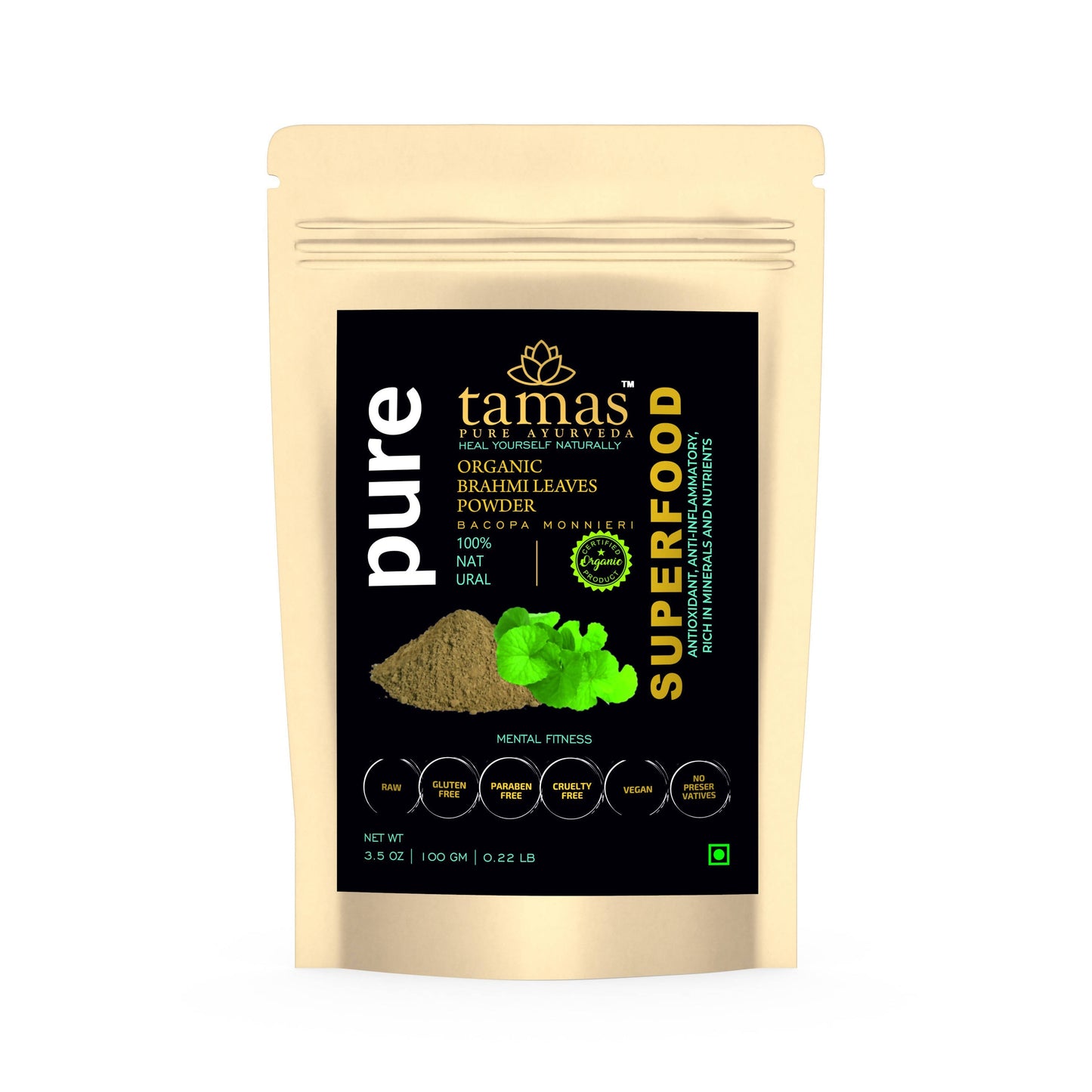 Tamas Pure Ayurveda Superfood Organic Brahmi Leaves Powder