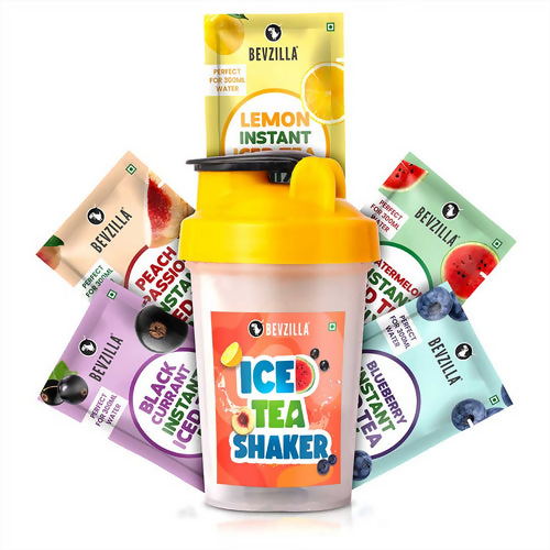 Bevzilla 5 Flavoured Iced Tea Sachets + Shaker - 150GM