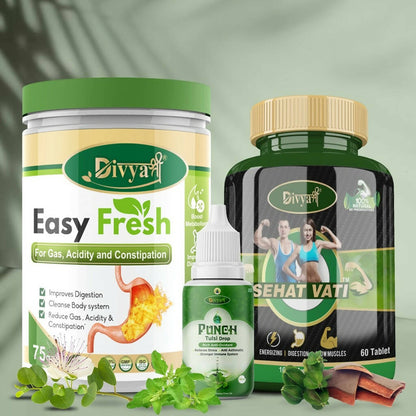 Divya Shree Sehat Vati Capsule, Easy Fresh Powder & Punch Tulsi Drop Combo