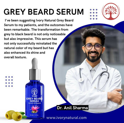 Ivory Natural Greys Beard Serum Restore Natural Black Color Of Grey White Beard