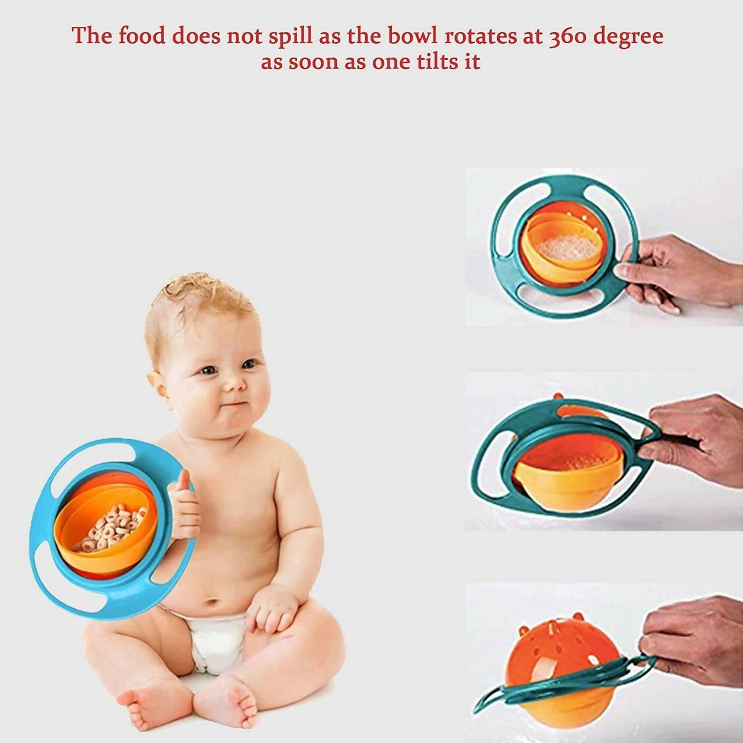 Safe-O-Kid 360 degree spill proof feeding Bowl for kids- Orange & Green Colour