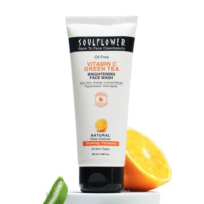 Soulflower Vitamin C Green Tea Brightening Face Wash - usa canada australia