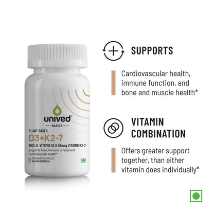 Unived Basics D3+K2 (MK-7) | Vegan Vitamin D3 600 IU & Vitamin K2-7