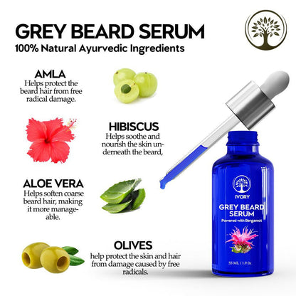 Ivory Natural Greys Beard Serum Restore Natural Black Color Of Grey White Beard