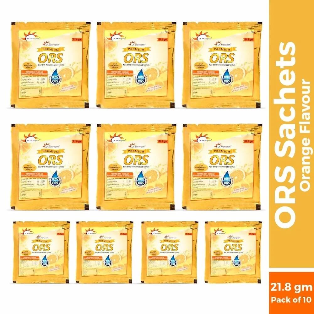 Dr. Morepen ORS Powder Sachets, Liquid Hydration Drink - Orange Flavour