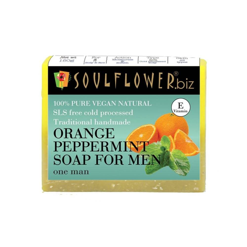 Soulflower Orange Peppermint Handmade Soap For Men - BUDEN