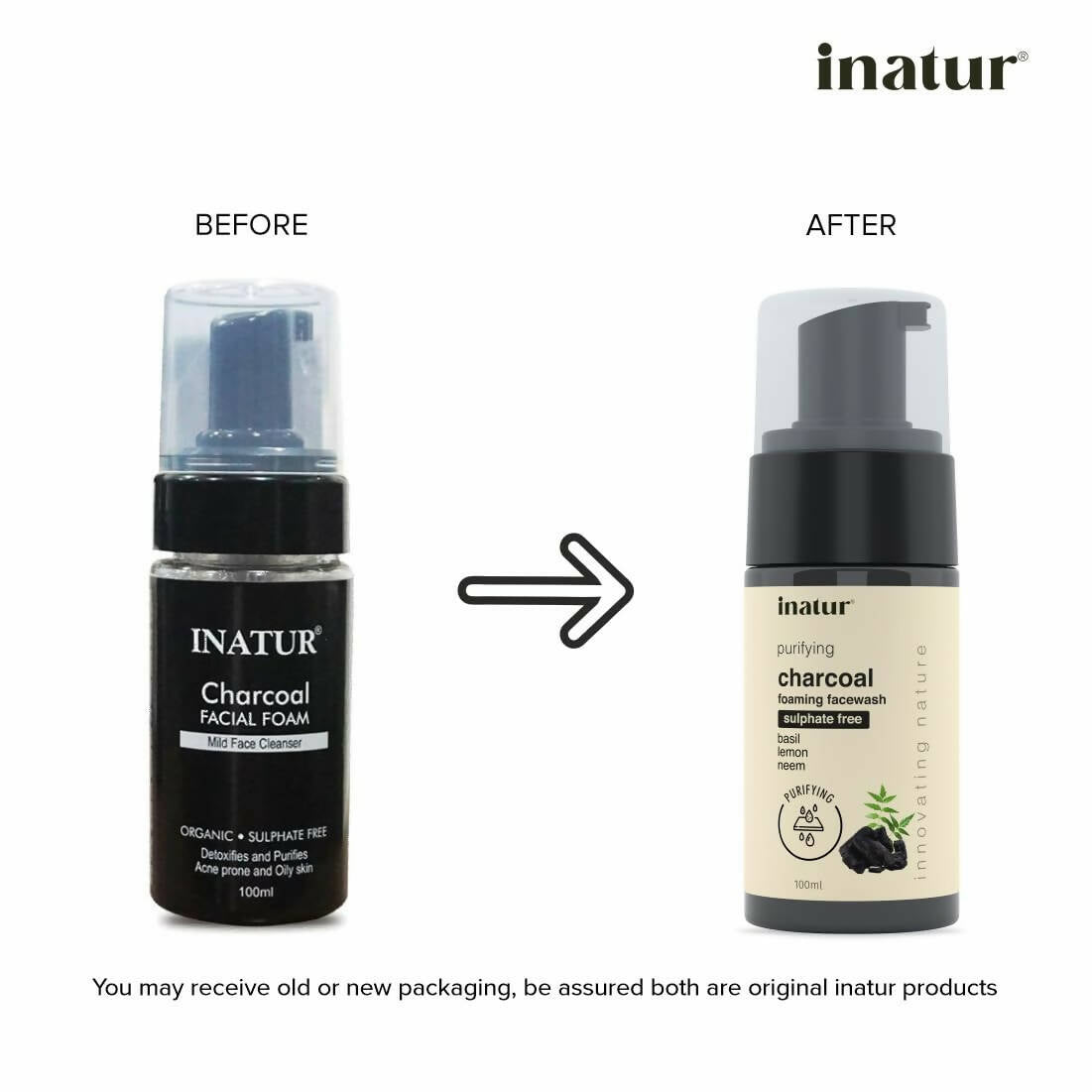 Inatur Charcoal Foaming Face Wash