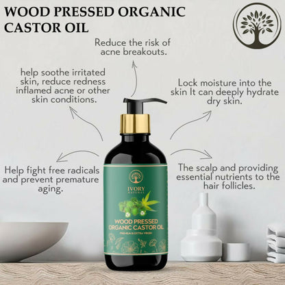 Ivory Natural Wood Pressed Organic Castor Oil For Healthy Skin & Hair Wellness