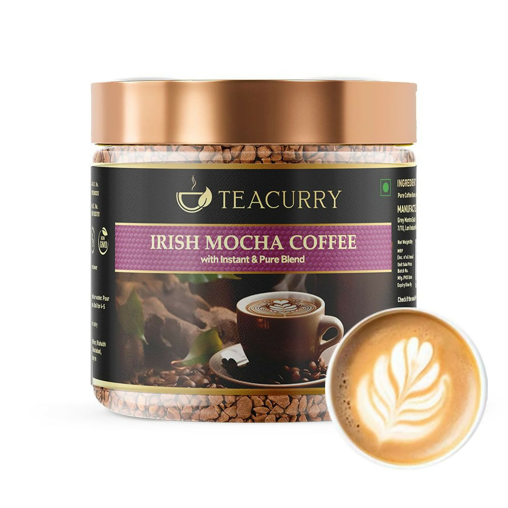 Teacurry Irish Mocha Instant Coffee - Arabica Freeze Dried Coffee for Instant Hot & Cold Coffee - 50GM