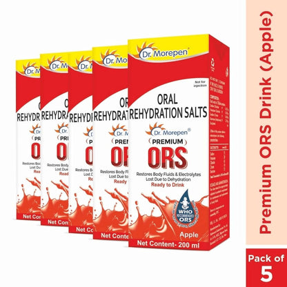 Dr. Morepen Premium ORS Drink With Electrolytes for Instant Hydration Apple Flavour -  USA 