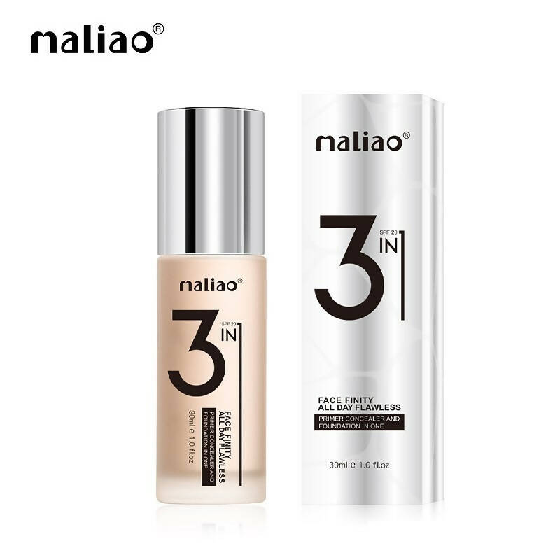 Maliao 3 In1 Face Finity All Day Flawless Primer, Concealer & Foundation All In 1